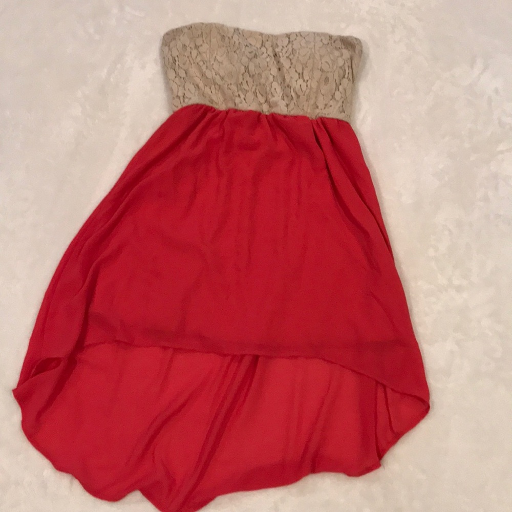 High Low Flowy Dress with Lace Top